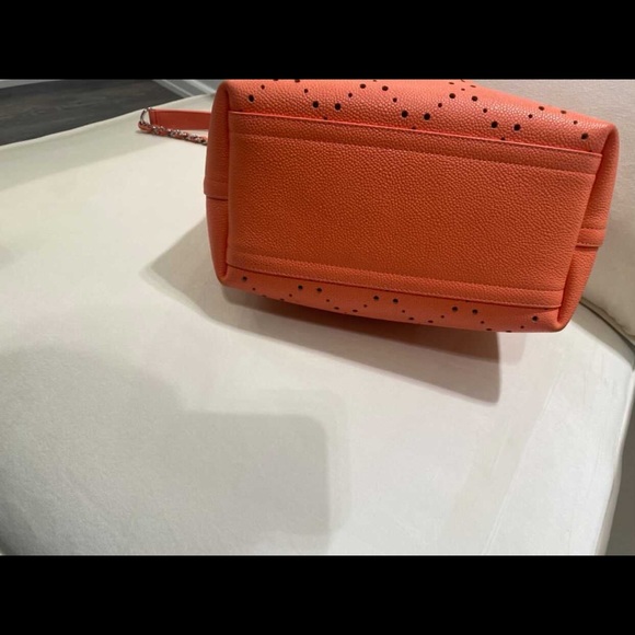 Chanel Caviar Drawstring Perforated Bucket Bag Coral Pink Orange Silver HW - Picture 4 of 16